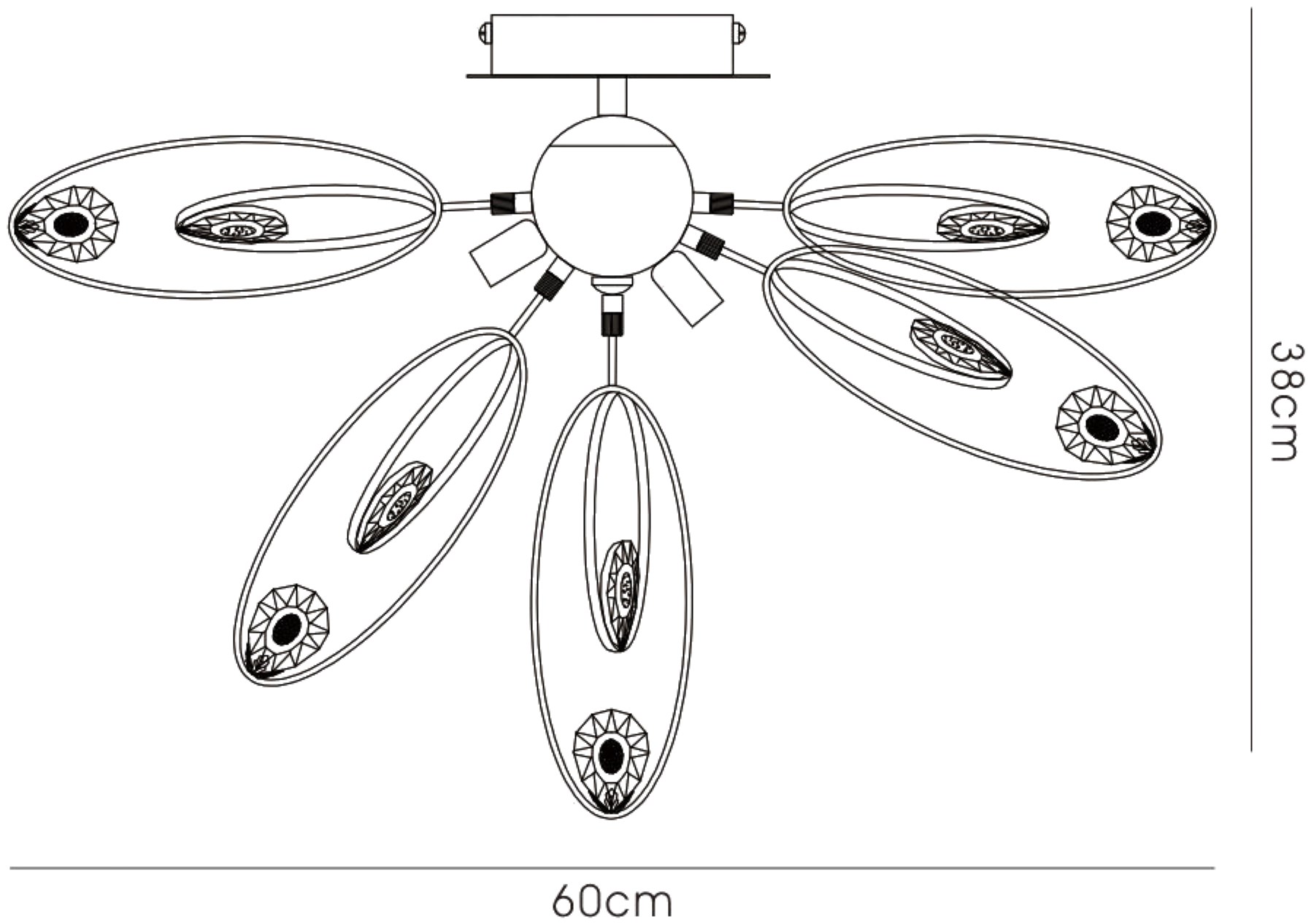 Harlow Crystal Ceiling Lights Diyas Flush Crystal Fittings